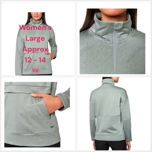 Ladies Active Mondetta Large Quarter Zip Pullover Sweatshirt Kangaroo Pocket
